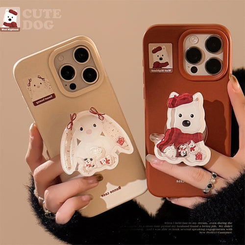 Animal phone case with built-in rotating stand